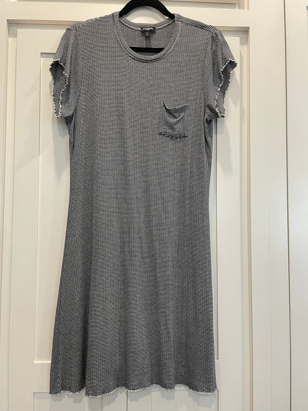 Navy and White striped T-shirt dress by Express L